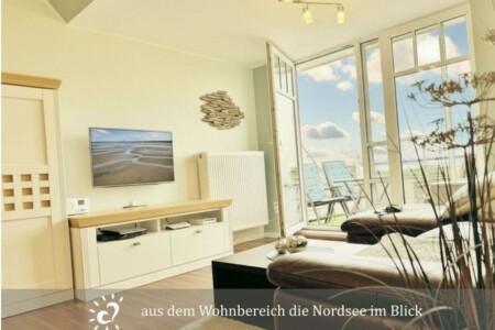 Foto 3 Ferienwohnung Ostfriesland Zwischen Elbe und Weser De Swolk Nordseeblick vom Balkon (Objekt 101133) buchen